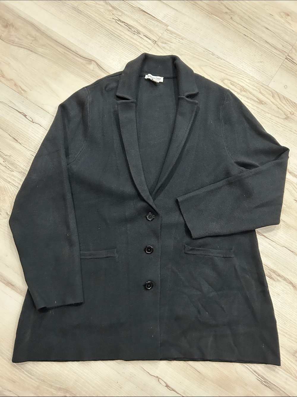 Coldwater Creek Black Single-Breasted Knit Blazer